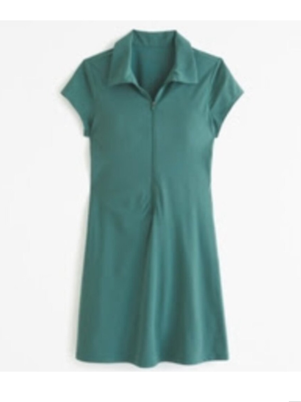 Abercrombie & Fitch Teal Short-Sleeve Zip-Front Dress